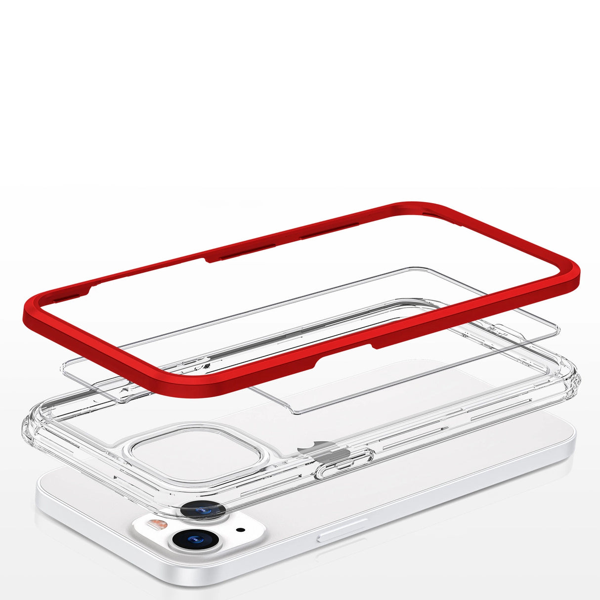 Klar 3in1 case til iPhone 13 mini gel cover med ramme rød