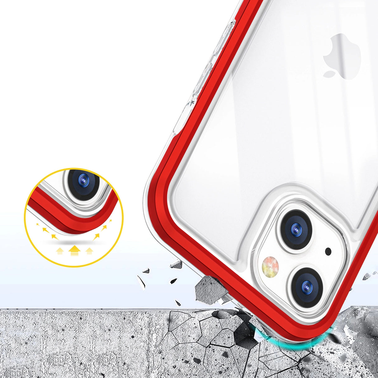Klar 3in1 case til iPhone 13 mini gel cover med ramme rød