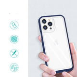 Klar 3in1 case til iPhone 13 Pro blå ramme gel cover