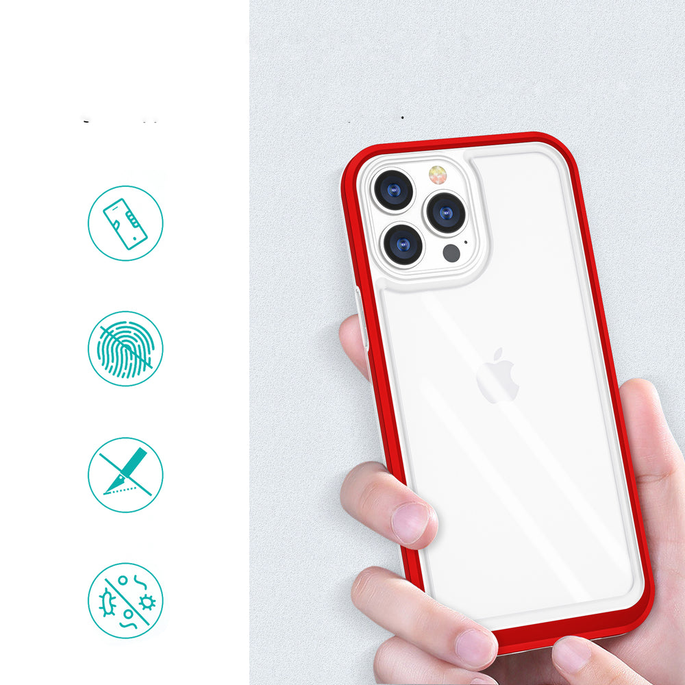 Gennemsigtige 3in1 case til iPhone 13 Pro ramme dækning gel rød