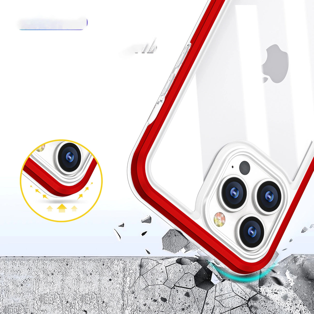 Gennemsigtigt 3in1 fodtøj til iPhone 13 Pro ramme dækning gel rød
