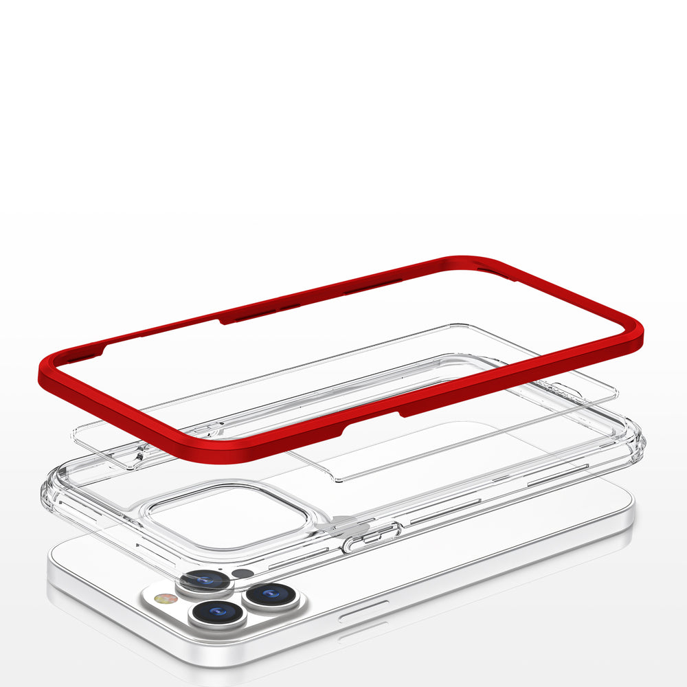 Klar 3in1 Case til iPhone 13 Pro Max Frame Cover Gel Red