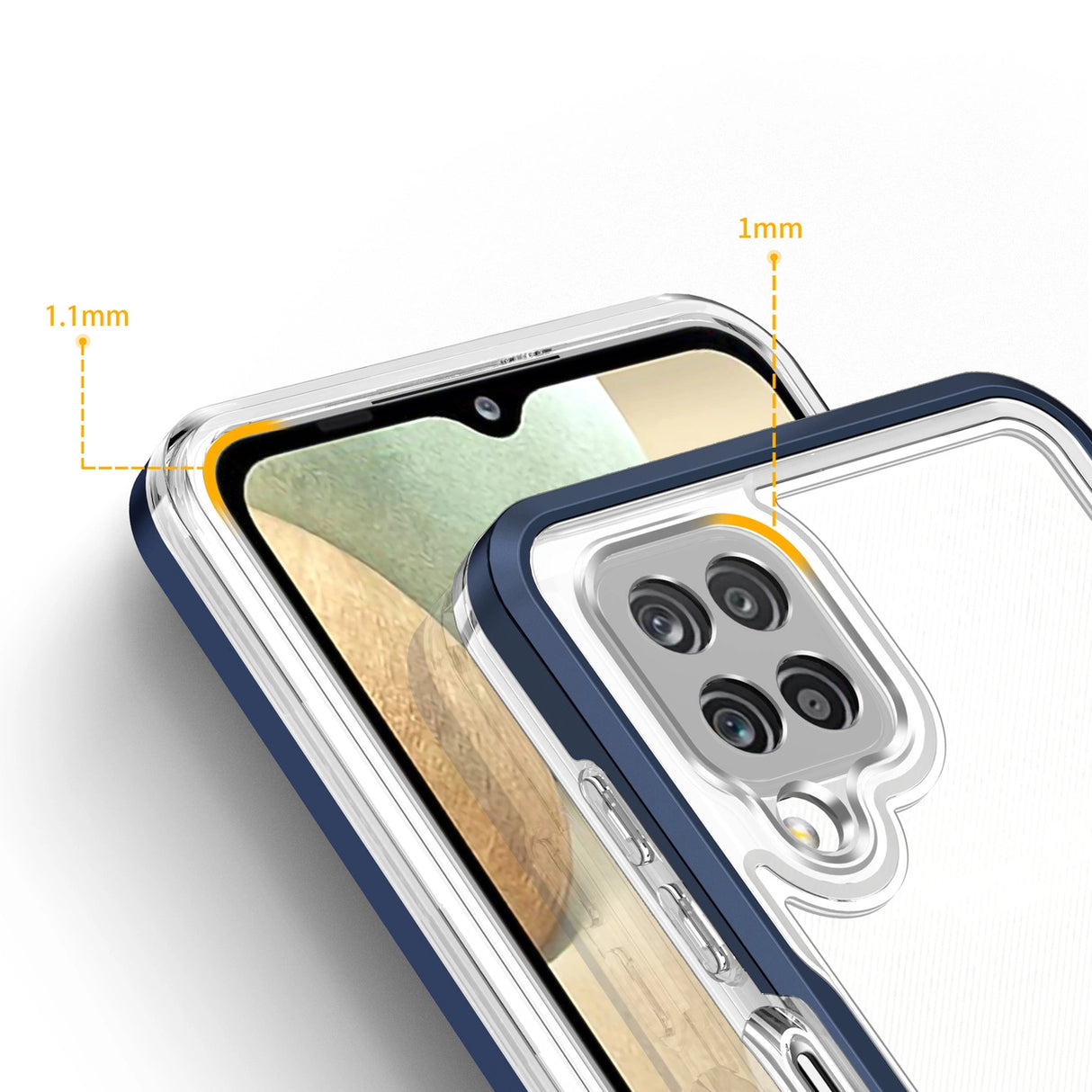 Clear 3in1 Case til Samsung Galaxy A12 5G Frame Gel Cover Blå