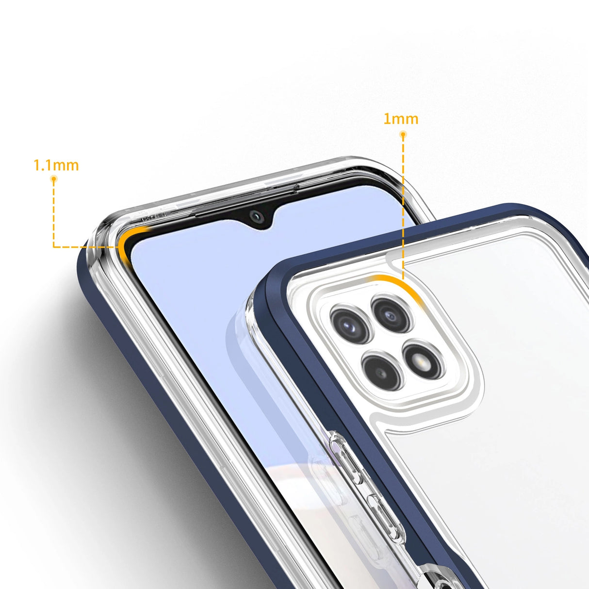 Clear 3in1 Case til Samsung Galaxy A22 5G Frame Gel Cover Blå