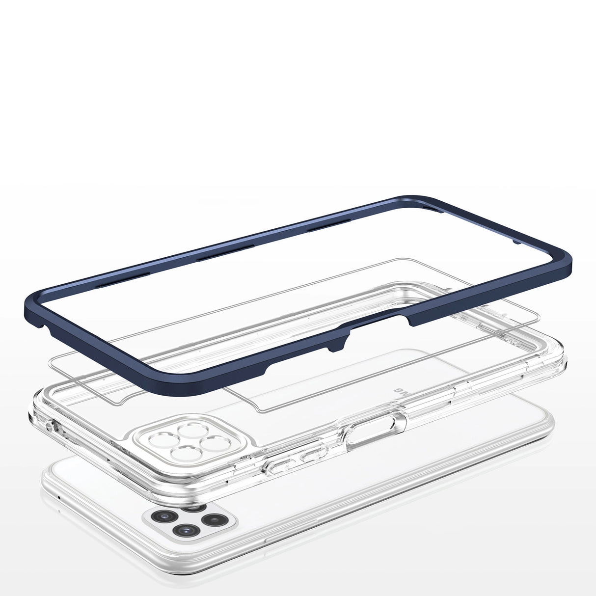 Clear 3in1 Case til Samsung Galaxy A22 5G Frame Gel Cover Blå