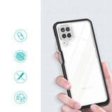 Clear 3in1 Case til Samsung Galaxy A22 4G Frame Gel Cover sort