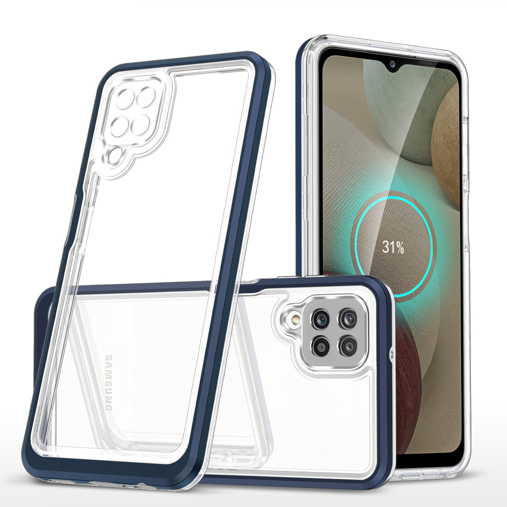 Klar 3in1 Case til Samsung Galaxy A22 4G Frame Gel Cover Blå