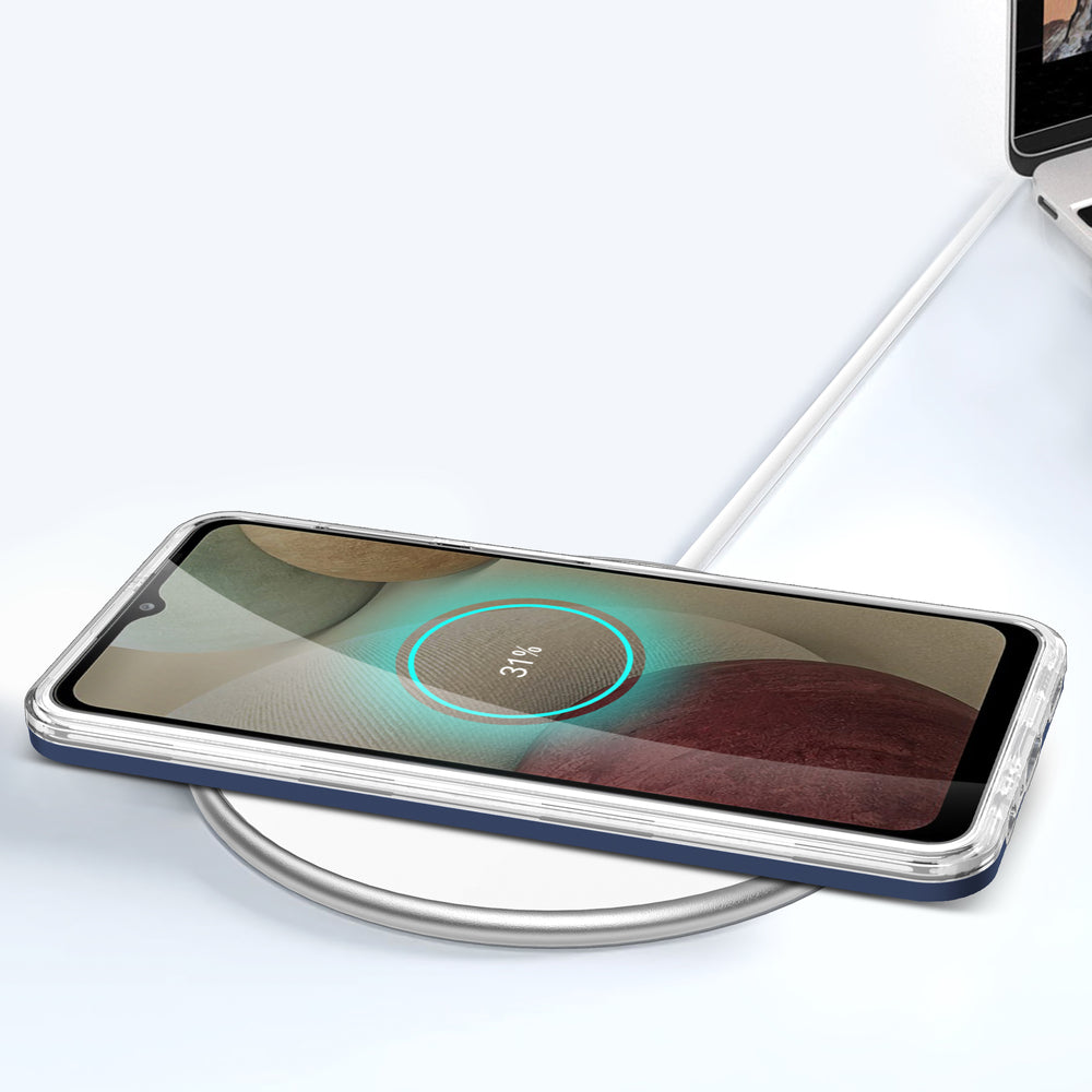 Klar 3in1 Case til Samsung Galaxy A22 4G Frame Gel Cover Blå