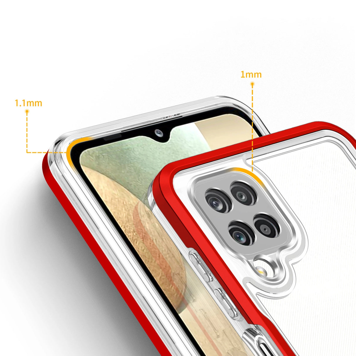 Clear 3in1 Case til Samsung Galaxy A22 4G Frame Gel Cover Rød