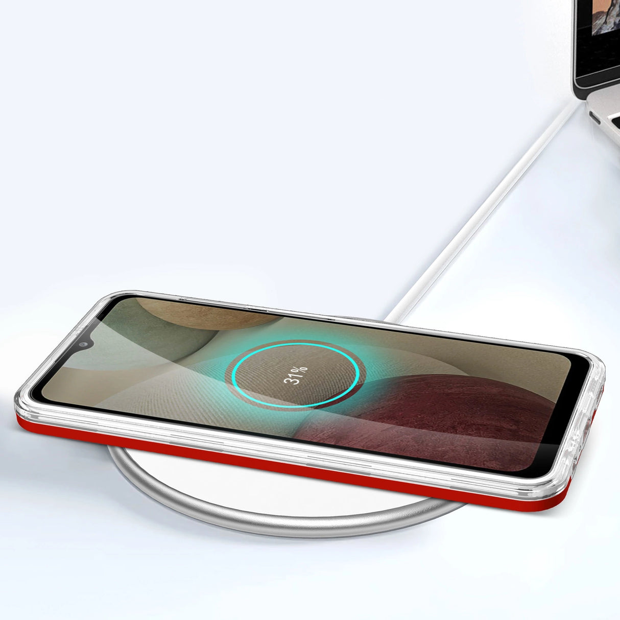 Clear 3in1 Case til Samsung Galaxy A22 4G Frame Gel Cover Rød