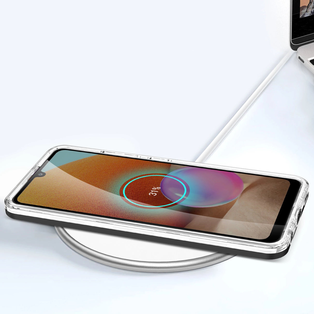 Clear 3in1 Case til Samsung Galaxy A32 5G Frame Gel Cover sort