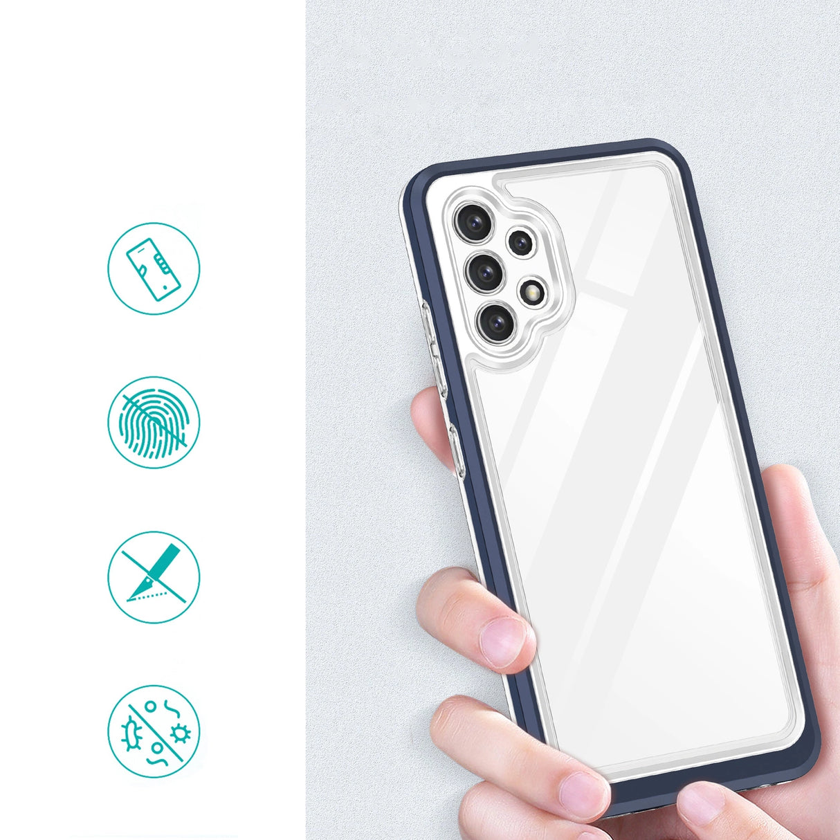 Clear 3in1 Case til Samsung Galaxy A32 5G Frame Gel Cover Blå