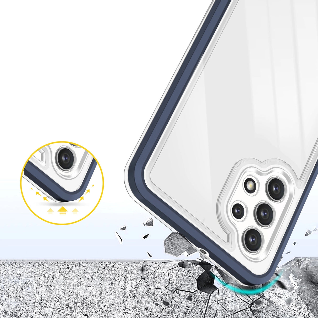 Clear 3in1 Case til Samsung Galaxy A32 5G Frame Gel Cover Blå