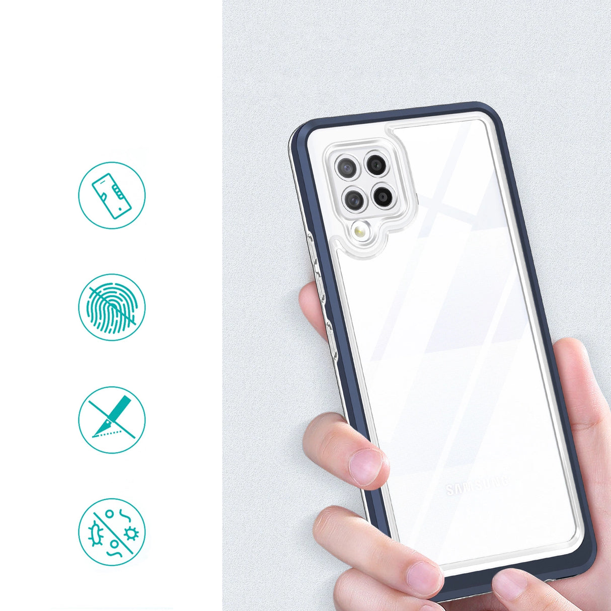 Clear 3in1 Case til Samsung Galaxy A42 5G Frame Gel Cover Blå