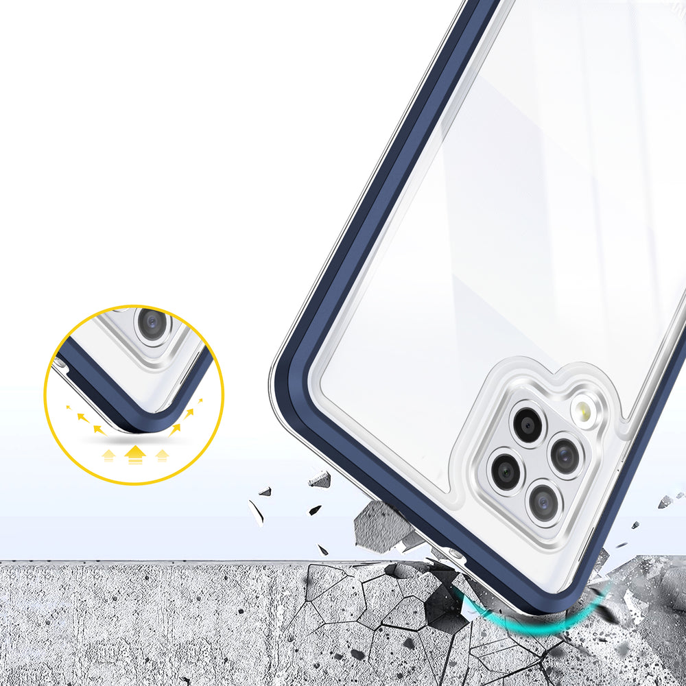 Klar 3in1 Case til Samsung Galaxy A42 5G Frame Gel Cover Blå