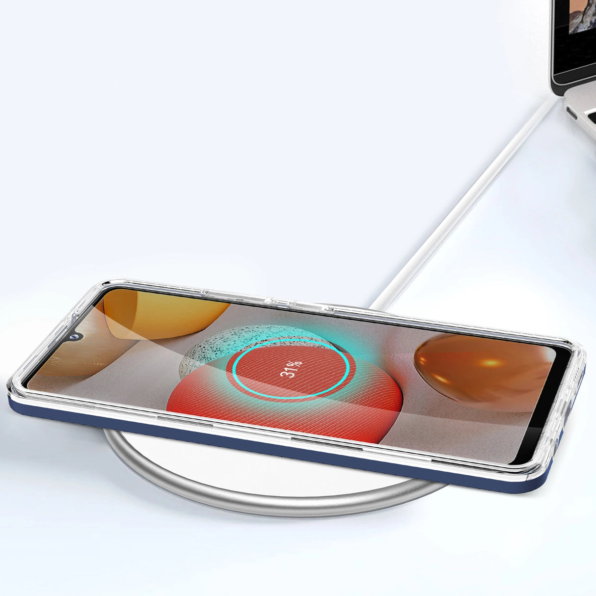Clear 3in1 Case til Samsung Galaxy A42 5G Frame Gel Cover Blå