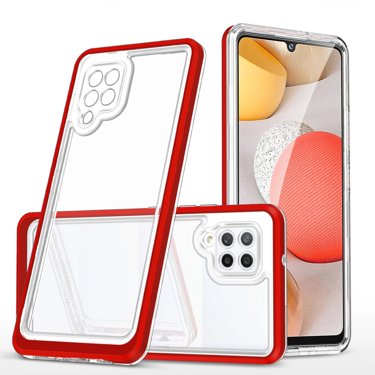 Clear 3in1 Case til Samsung Galaxy A42 5G Frame Gel Cover Rød