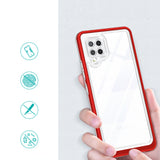 Clear 3in1 Case til Samsung Galaxy A42 5G Frame Gel Cover Rød