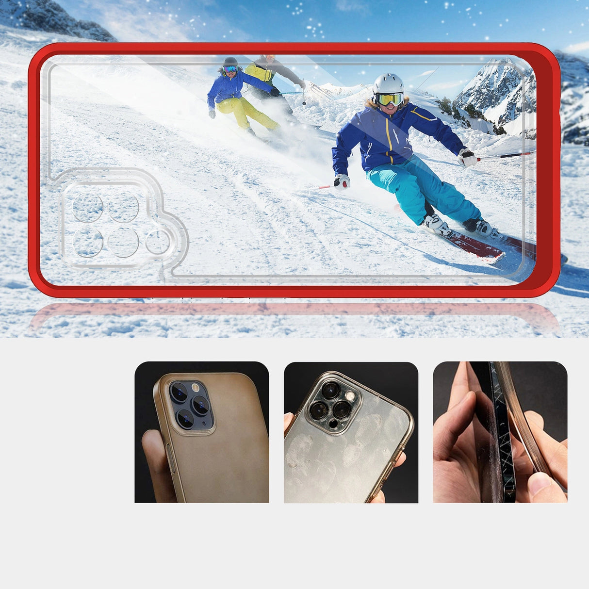 Clear 3in1 Case til Samsung Galaxy A42 5G Frame Gel Cover Rød