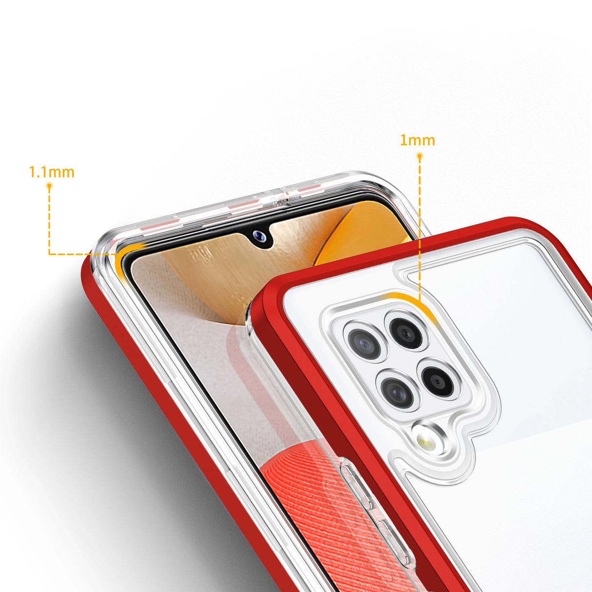 Clear 3in1 Case til Samsung Galaxy A42 5G Frame Gel Cover Rød