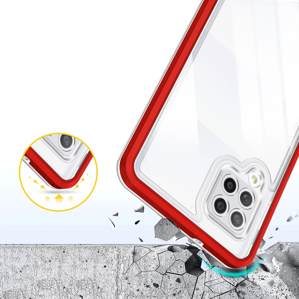 Clear 3in1 Case til Samsung Galaxy A42 5G Frame Gel Cover Rød