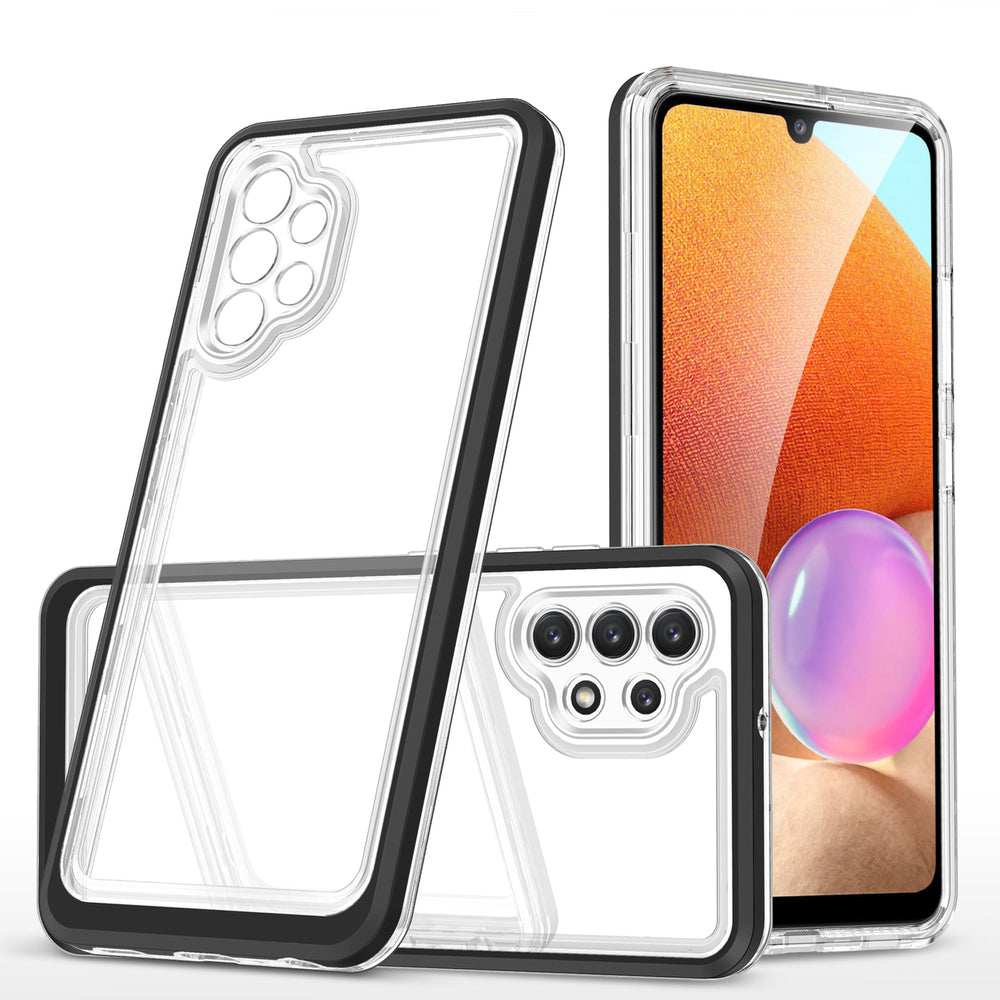 Klar 3in1 Case til Samsung Galaxy A72 4G Frame Gel Cover sort
