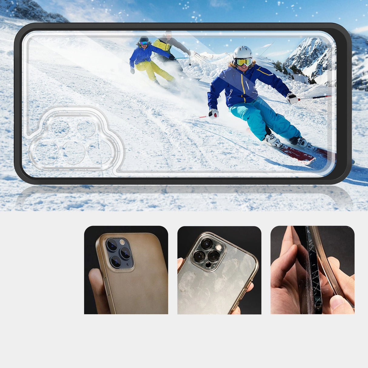Clear 3in1 Case til Samsung Galaxy A72 4G Frame Gel Cover sort