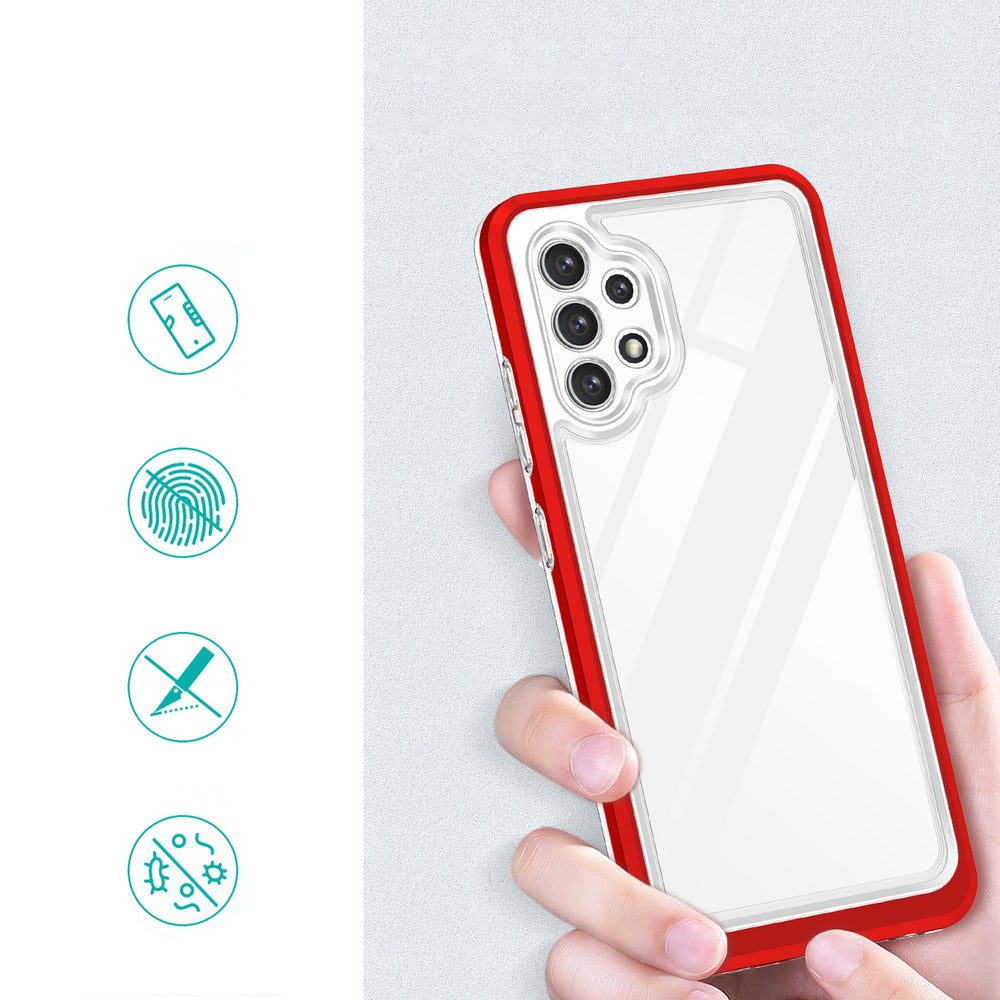 Klar 3in1 Case til Samsung Galaxy A72 4G Frame Gel Cover Rød