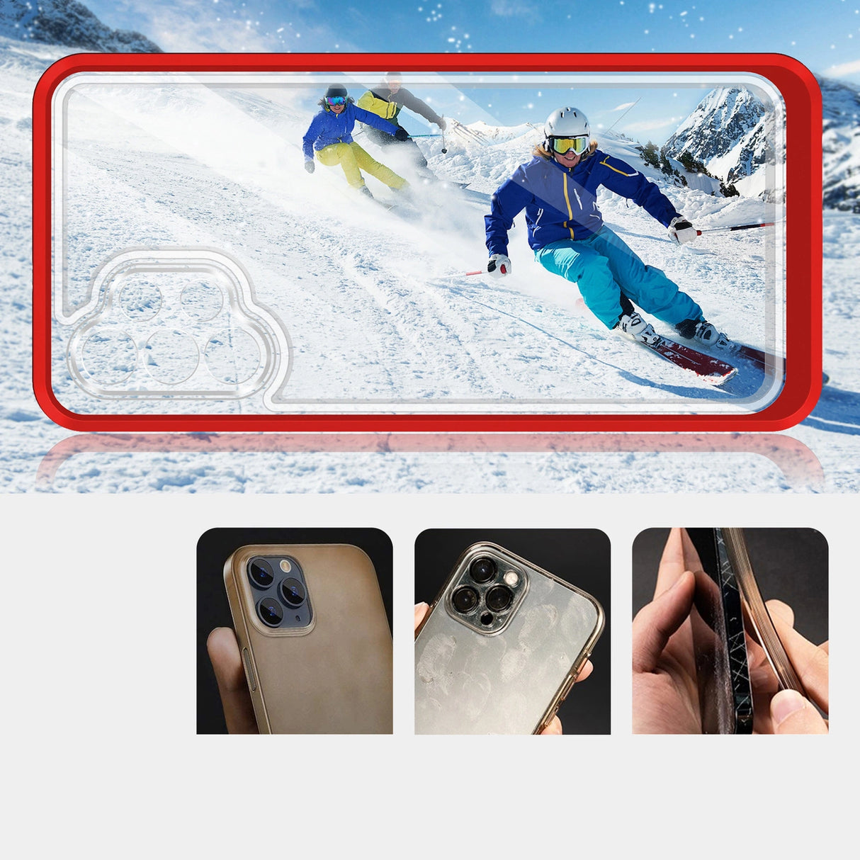 Clear 3in1 Case til Samsung Galaxy A72 4G Frame Gel Cover Rød