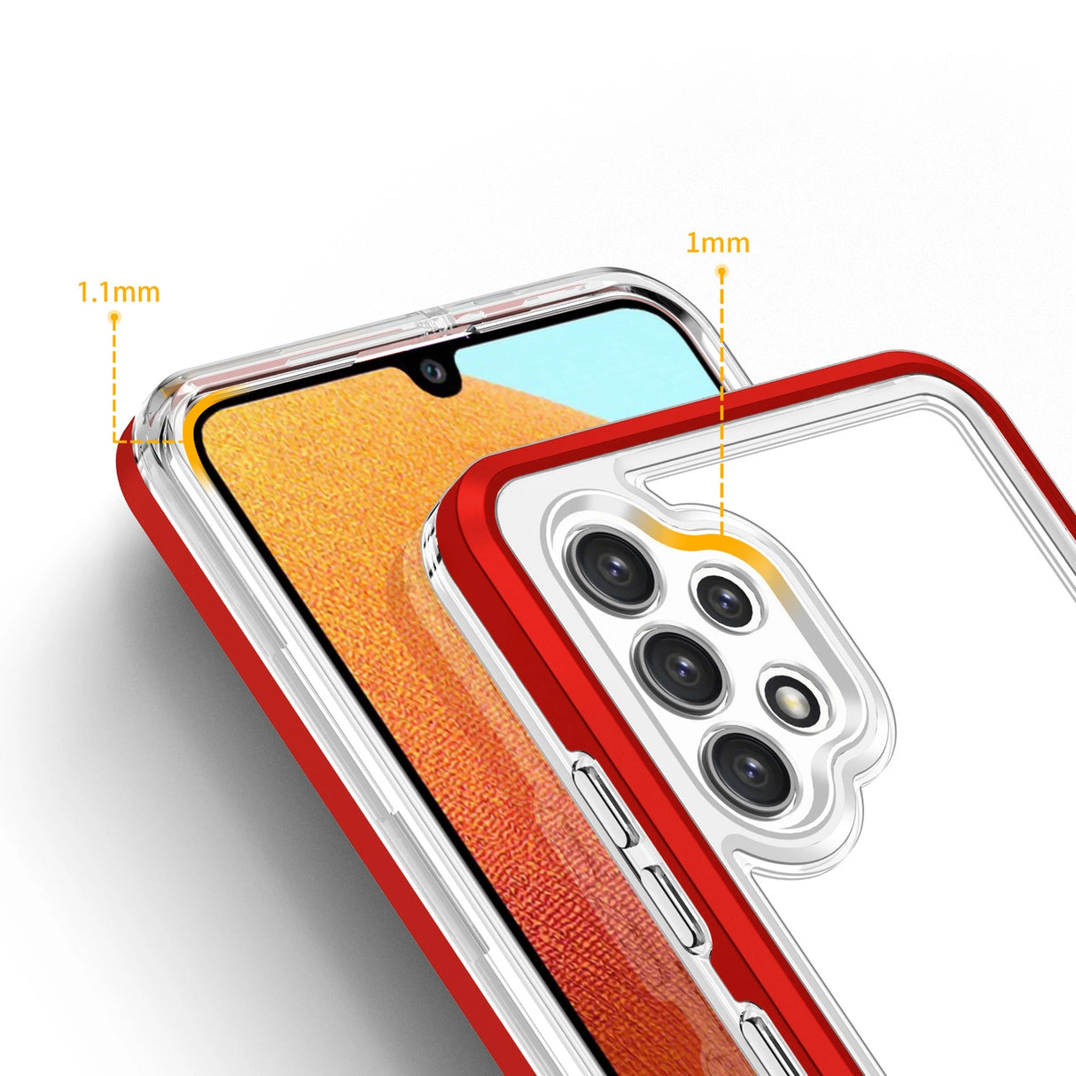 Clear 3in1 Case til Samsung Galaxy A72 4G Frame Gel Cover Rød