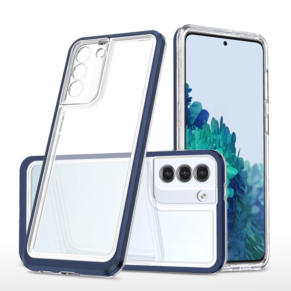 Gennemsigtig 3i1-kasse til Samsung Galaxy S21 + 5G (S21 Plus 5G) Frame Gel Cover Blue