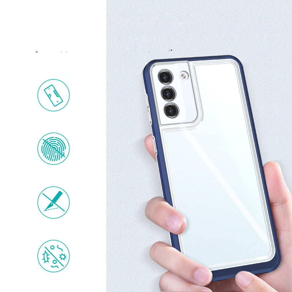 Gennemsigtig 3i1-kasse til Samsung Galaxy S21 + 5G (S21 Plus 5G) Frame Gel Cover Blue