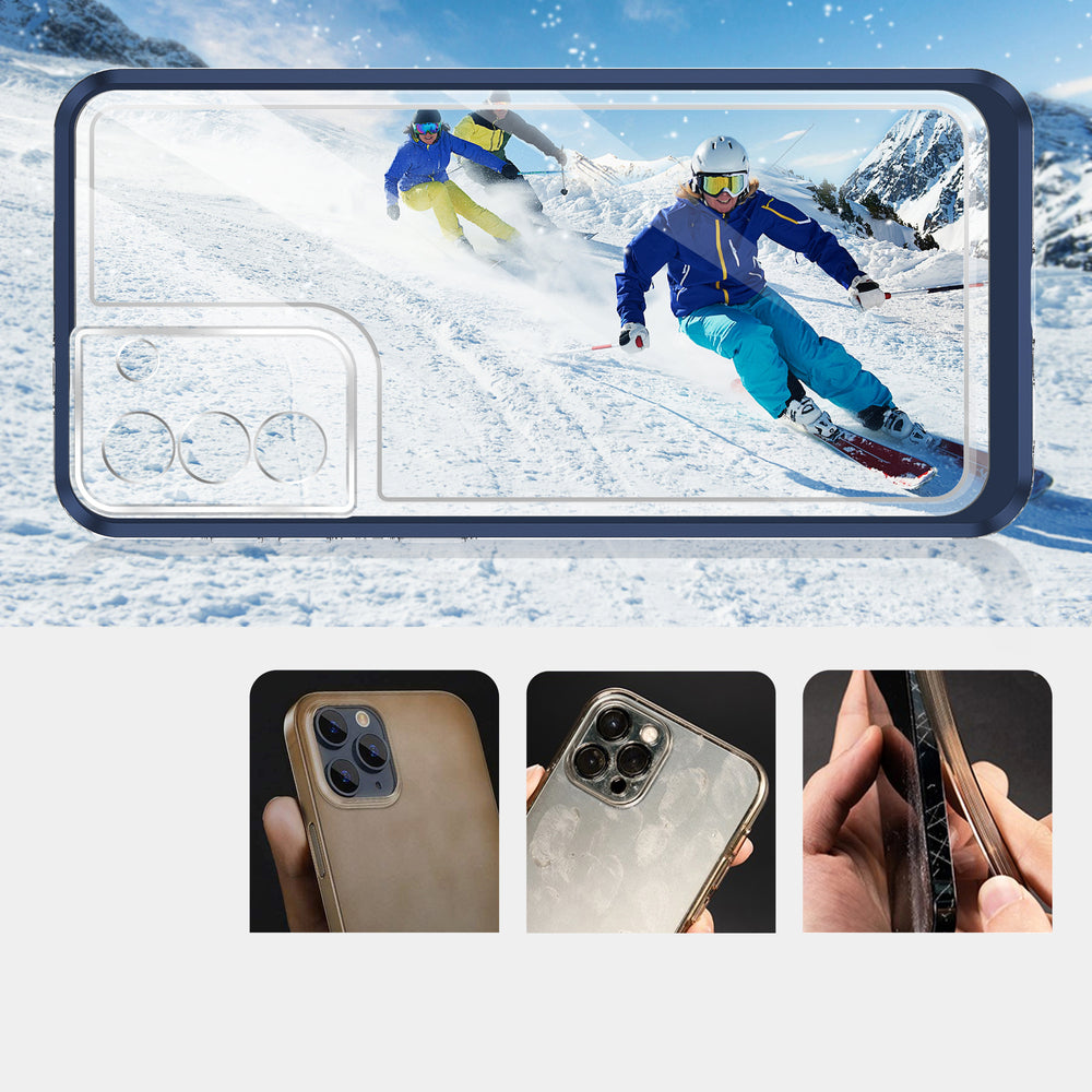 Gennemsigtig 3i1-kasse til Samsung Galaxy S21 + 5G (S21 Plus 5G) Frame Gel Cover Blue