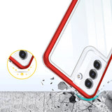 Clear 3in1 Case til Samsung Galaxy S21 + 5G (S21 Plus 5G) Frame Gel Cover Red