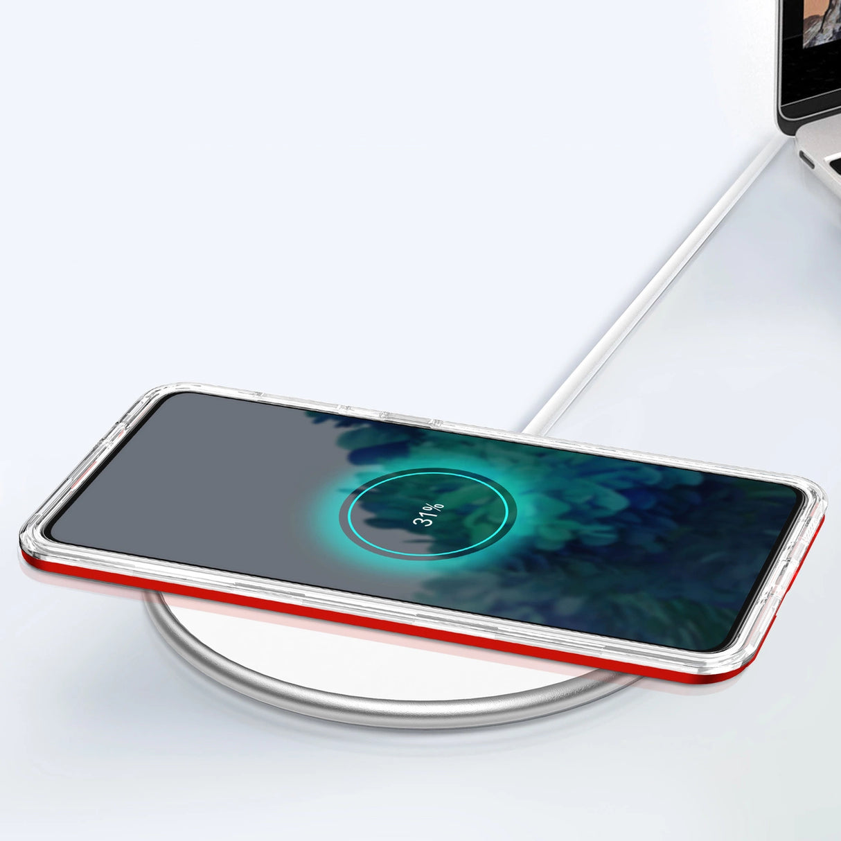 Clear 3in1 Case til Samsung Galaxy S21 + 5G (S21 Plus 5G) Frame Gel Cover Red