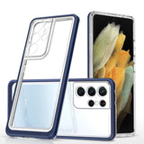 Clear 3in1 Case til Samsung Galaxy S21 Ultra 5G Frame Gel Cover Blå