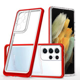Clear 3in1 Case til Samsung Galaxy S21 Ultra 5G Frame Gel Cover Rød