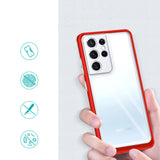 Clear 3in1 Case til Samsung Galaxy S21 Ultra 5G Frame Gel Cover Rød
