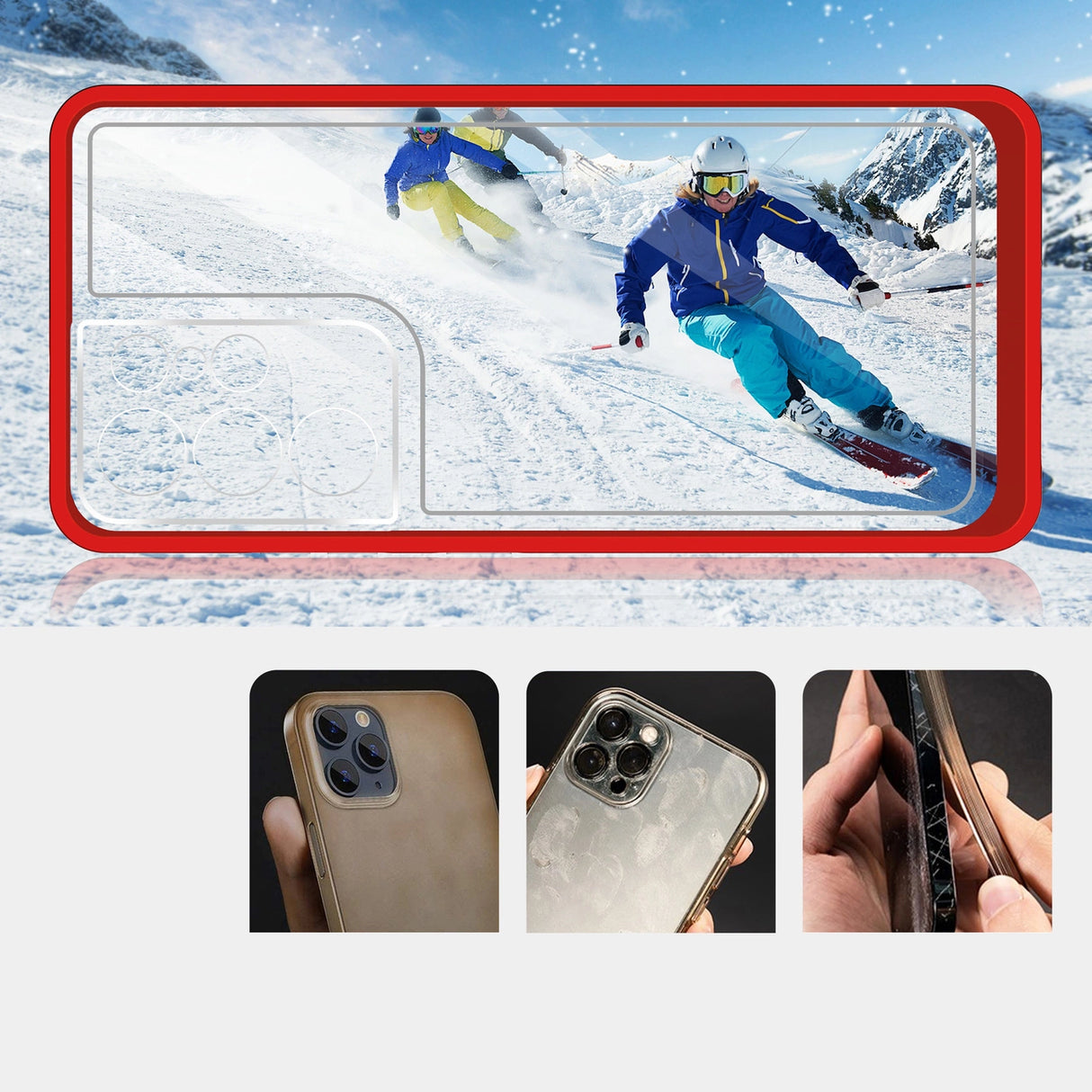 Clear 3in1 Case til Samsung Galaxy S21 Ultra 5G Frame Gel Cover Rød