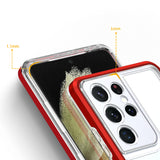 Clear 3in1 Case til Samsung Galaxy S21 Ultra 5G Frame Gel Cover Rød