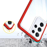 Clear 3in1 Case til Samsung Galaxy S21 Ultra 5G Frame Gel Cover Rød