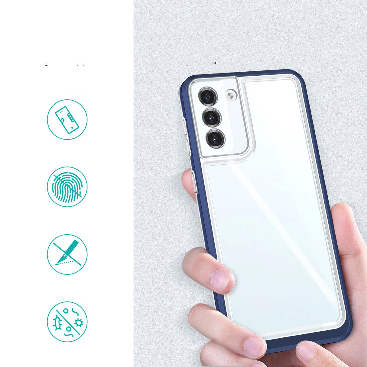 Clear 3in1 Case til Samsung Galaxy S22 + (S22 Plus) Frame Gel Cover Blå