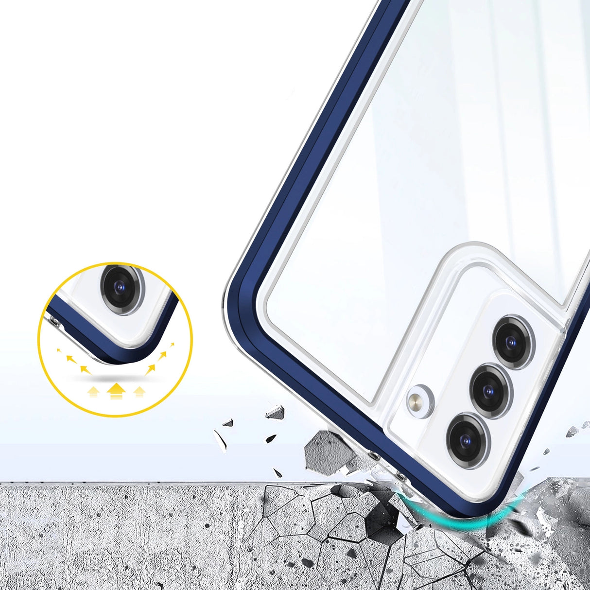 Clear 3in1 Case til Samsung Galaxy S22 + (S22 Plus) Frame Gel Cover Blå