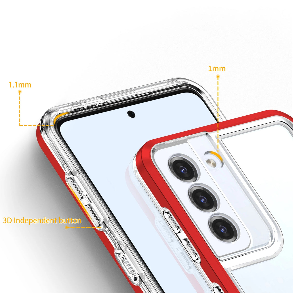 Clear 3in1 case til Samsung Galaxy S22 + (S22 Plus) ramme gel cover rød