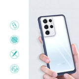 Clear 3in1 Case til Samsung Galaxy S22 Ultra Frame Gel Cover Blå