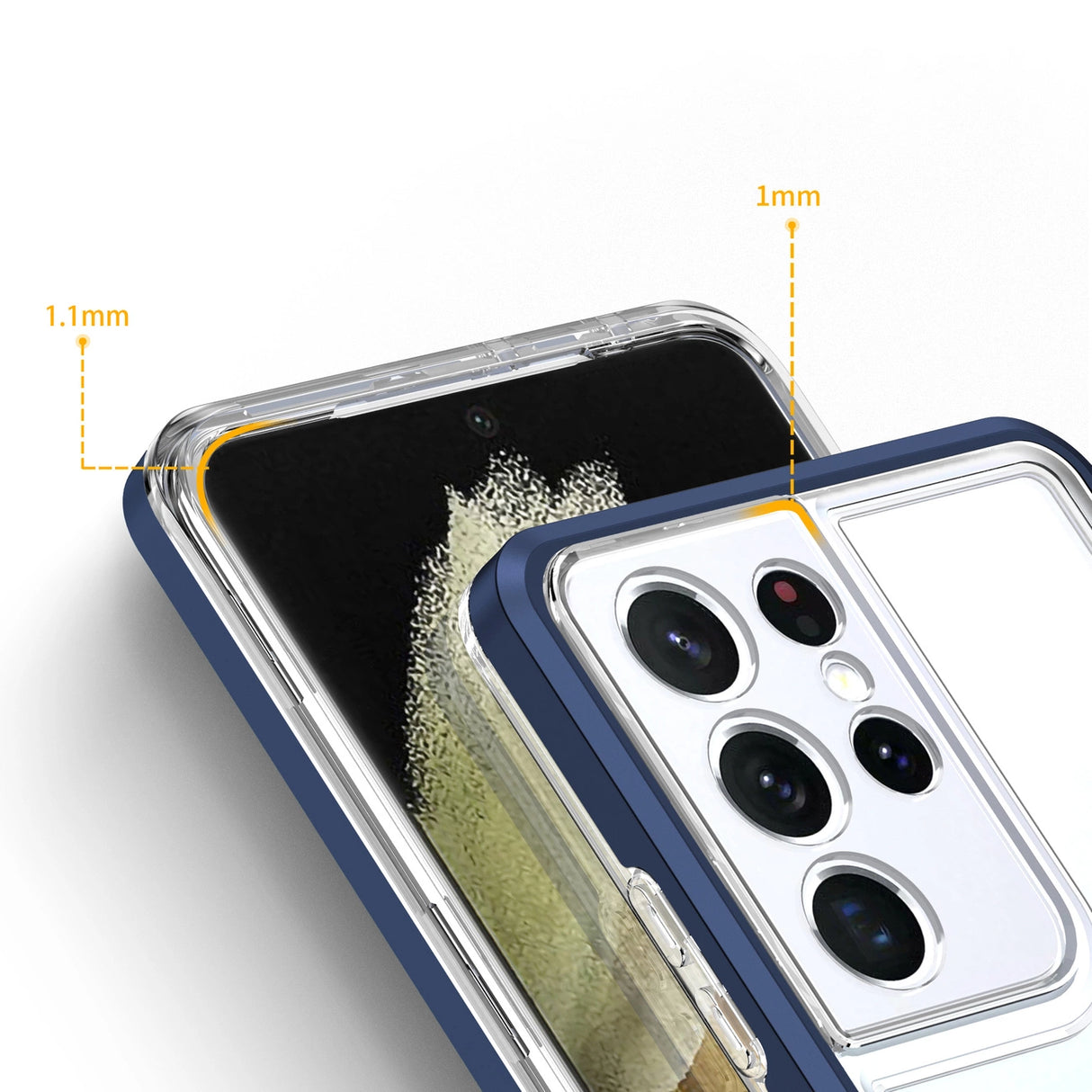 Clear 3in1 Case til Samsung Galaxy S22 Ultra Frame Gel Cover Blå