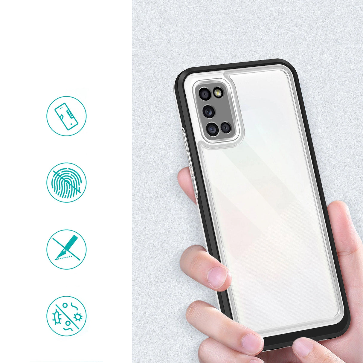 Gennemsigtig 3 i 1-kasse til Samsung Galaxy A03s (166)