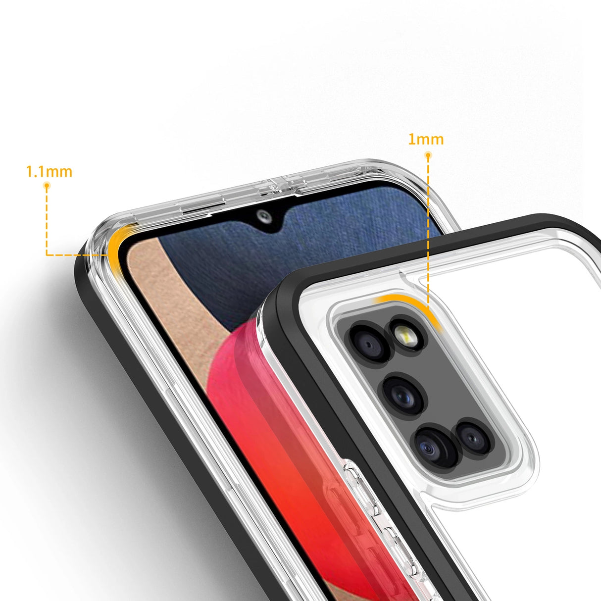 Gennemsigtig 3 i 1-kasse til Samsung Galaxy A03s (166)