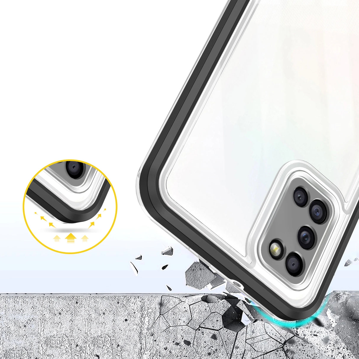 Gennemsigtig 3 i 1-kasse til Samsung Galaxy A03s (166)