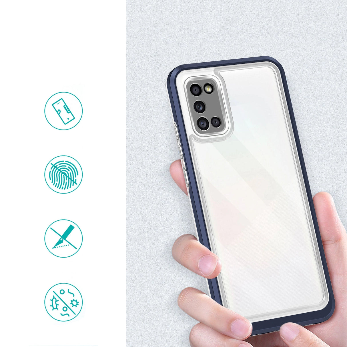 Gennemsigtig 3 i 1 fodtøj til Samsung Galaxy A03s (166)